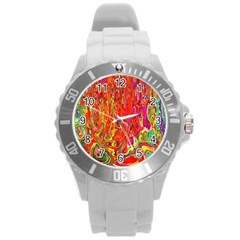 Background Texture Colorful Round Plastic Sport Watch (l) by Nexatart