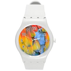 Spring Parrot Parrot Feathers Ara Round Plastic Sport Watch (m) by Nexatart