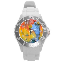 Spring Parrot Parrot Feathers Ara Round Plastic Sport Watch (l)