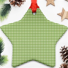 Gingham Check Plaid Fabric Pattern Ornament (star) by Nexatart