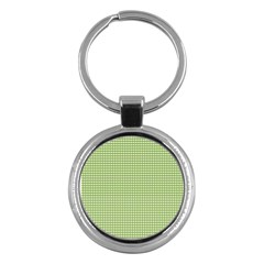 Gingham Check Plaid Fabric Pattern Key Chains (round)  by Nexatart