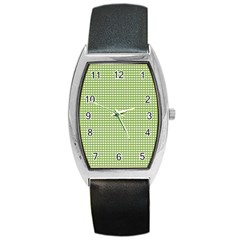 Gingham Check Plaid Fabric Pattern Barrel Style Metal Watch by Nexatart