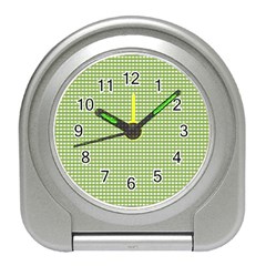 Gingham Check Plaid Fabric Pattern Travel Alarm Clocks by Nexatart