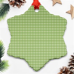 Gingham Check Plaid Fabric Pattern Ornament (snowflake) by Nexatart