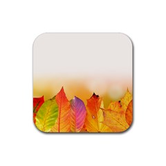 Autumn Leaves Colorful Fall Foliage Rubber Coaster (square)  by Nexatart