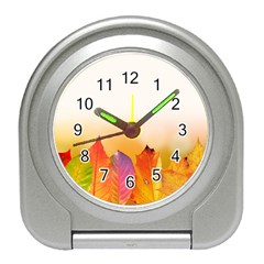 Autumn Leaves Colorful Fall Foliage Travel Alarm Clocks by Nexatart