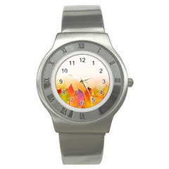 Autumn Leaves Colorful Fall Foliage Stainless Steel Watch by Nexatart