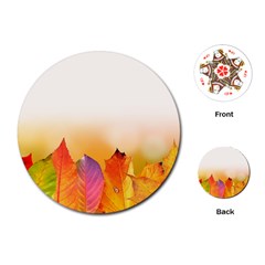 Autumn Leaves Colorful Fall Foliage Playing Cards (round)  by Nexatart