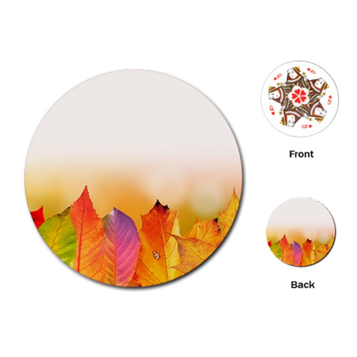 Autumn Leaves Colorful Fall Foliage Playing Cards (Round) 