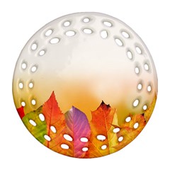 Autumn Leaves Colorful Fall Foliage Round Filigree Ornament (two Sides) by Nexatart