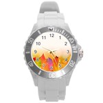 Autumn Leaves Colorful Fall Foliage Round Plastic Sport Watch (L) Front