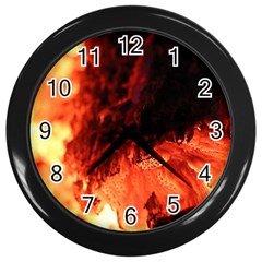 Fire Log Heat Texture Wall Clocks (Black)