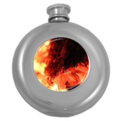 Fire Log Heat Texture Round Hip Flask (5 oz)