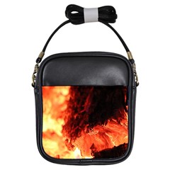 Fire Log Heat Texture Girls Sling Bags