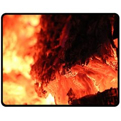 Fire Log Heat Texture Double Sided Fleece Blanket (Medium) 