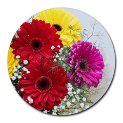 Flowers Gerbera Floral Spring Round Mousepads by Nexatart