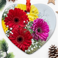 Flowers Gerbera Floral Spring Ornament (heart) by Nexatart