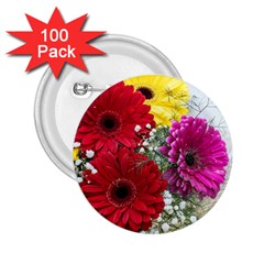 Flowers Gerbera Floral Spring 2 25  Buttons (100 Pack)  by Nexatart