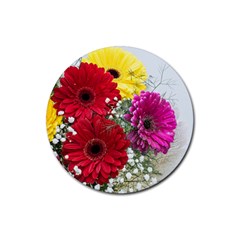 Flowers Gerbera Floral Spring Rubber Round Coaster (4 Pack)  by Nexatart