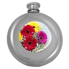 Flowers Gerbera Floral Spring Round Hip Flask (5 Oz) by Nexatart