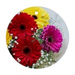 Flowers Gerbera Floral Spring Round Ornament (Two Sides) Back