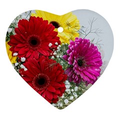 Flowers Gerbera Floral Spring Heart Ornament (two Sides) by Nexatart