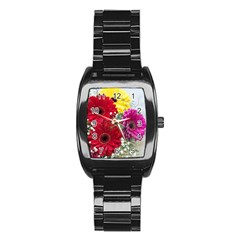 Flowers Gerbera Floral Spring Stainless Steel Barrel Watch by Nexatart