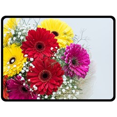 Flowers Gerbera Floral Spring Double Sided Fleece Blanket (large)  by Nexatart