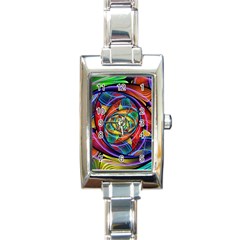 Eye Of The Rainbow Rectangle Italian Charm Watch by WolfepawFractals