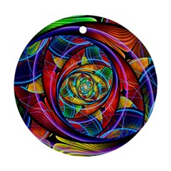 Eye Of The Rainbow Round Ornament (two Sides) by WolfepawFractals