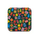 Presents Gifts Background Colorful Rubber Coaster (Square)  Front