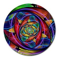 Eye Of The Rainbow Round Mousepads by WolfepawFractals