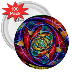 Eye Of The Rainbow 3  Buttons (100 Pack)  by WolfepawFractals