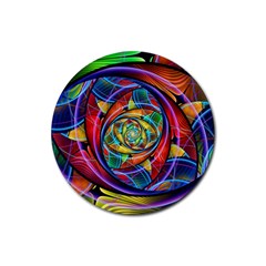 Eye Of The Rainbow Rubber Coaster (round)  by WolfepawFractals