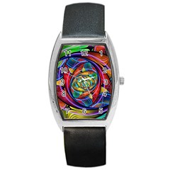 Eye Of The Rainbow Barrel Style Metal Watch by WolfepawFractals