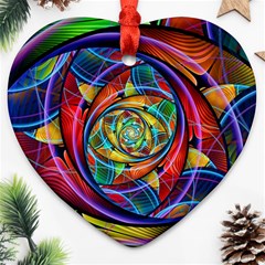 Eye Of The Rainbow Heart Ornament (two Sides) by WolfepawFractals