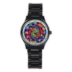 Eye Of The Rainbow Stainless Steel Round Watch by WolfepawFractals