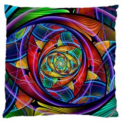 Eye Of The Rainbow Large Flano Cushion Case (two Sides) by WolfepawFractals