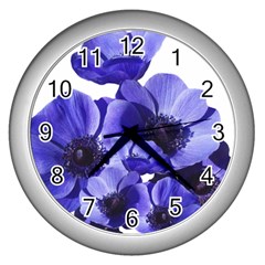 Poppy Blossom Bloom Summer Wall Clocks (silver)  by Nexatart