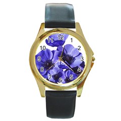 Poppy Blossom Bloom Summer Round Gold Metal Watch by Nexatart