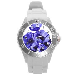 Poppy Blossom Bloom Summer Round Plastic Sport Watch (l) by Nexatart