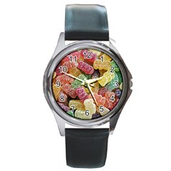 Jelly Beans Candy Sour Sweet Round Metal Watch by Nexatart