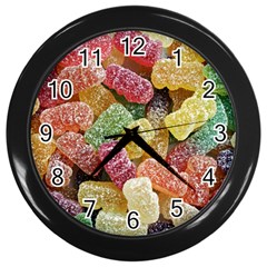 Jelly Beans Candy Sour Sweet Wall Clocks (black) by Nexatart