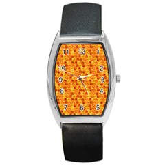 Honeycomb Pattern Honey Background Barrel Style Metal Watch by Nexatart