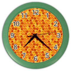 Honeycomb Pattern Honey Background Color Wall Clocks by Nexatart