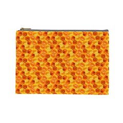 Honeycomb Pattern Honey Background Cosmetic Bag (large)  by Nexatart