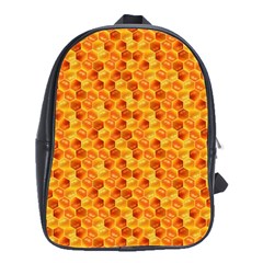 Honeycomb Pattern Honey Background School Bags(large)  by Nexatart