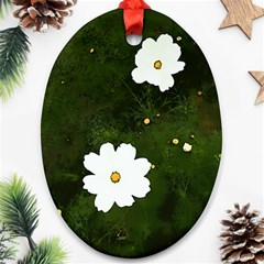 Daisies In Green Ornament (oval) by DeneWestUK