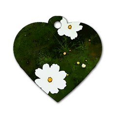 Daisies In Green Dog Tag Heart (two Sides) by DeneWestUK