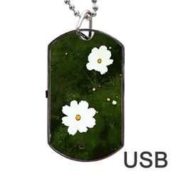 Daisies In Green Dog Tag Usb Flash (one Side) by DeneWestUK